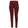 Red And Black Paw Pattern Print High-Waisted Pocket Leggings