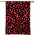 Red And Black Paw Pattern Print House Flag