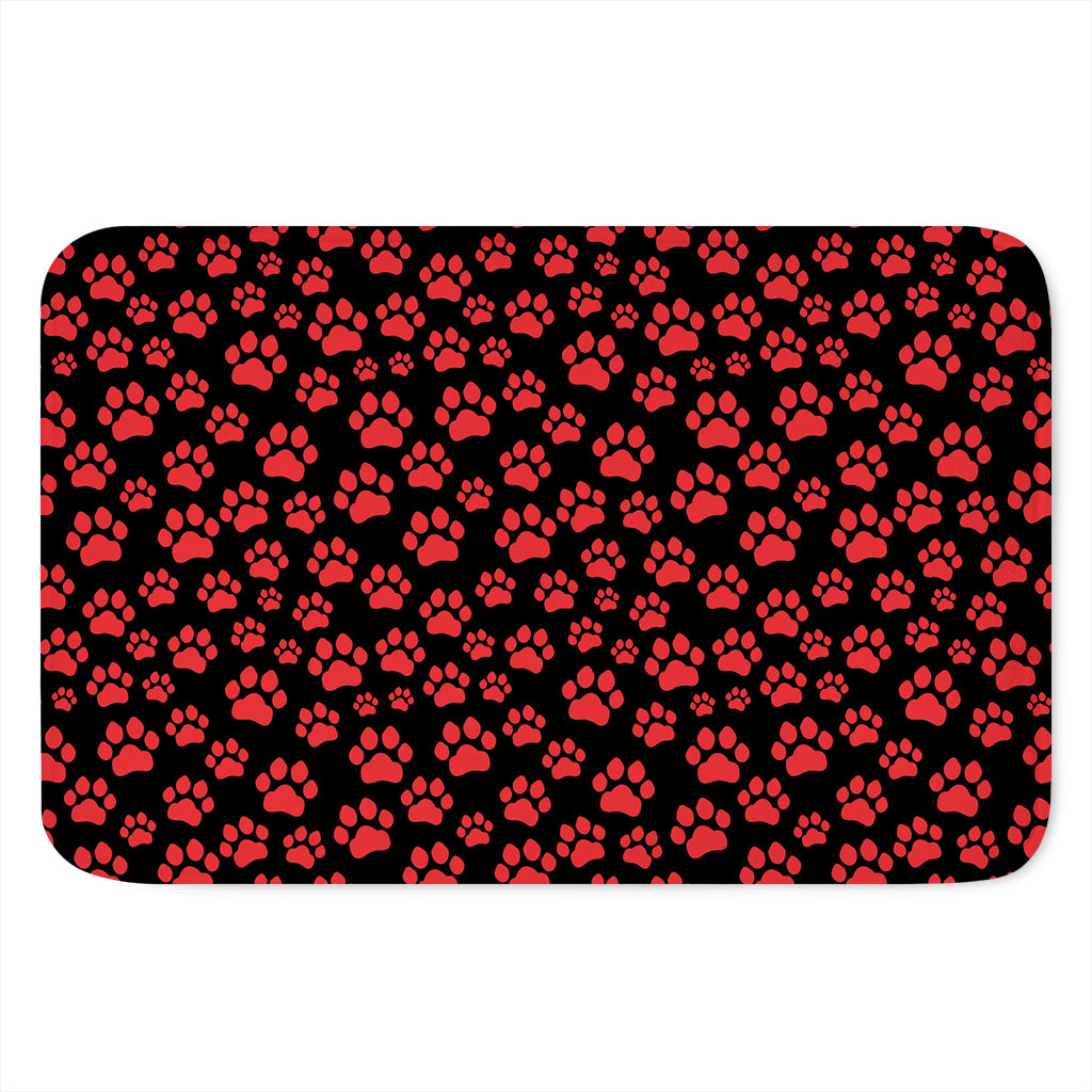 Red And Black Paw Pattern Print Indoor Door Mat