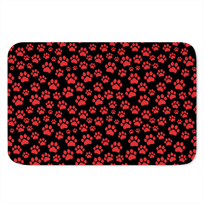 Red And Black Paw Pattern Print Indoor Door Mat
