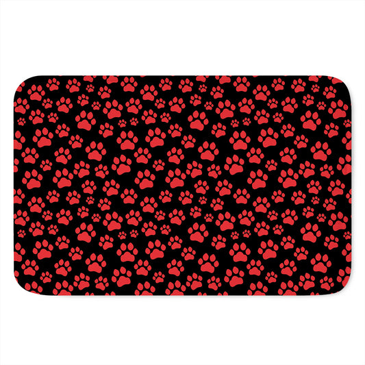 Red And Black Paw Pattern Print Indoor Door Mat