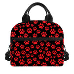 Red And Black Paw Pattern Print Insulated Lunch Bag