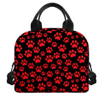 Red And Black Paw Pattern Print Insulated Lunch Bag