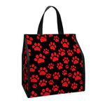 Red And Black Paw Pattern Print Insulated Lunch Tote