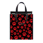 Red And Black Paw Pattern Print Insulated Lunch Tote