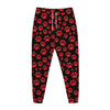 Red And Black Paw Pattern Print Jogger Pants