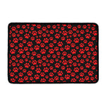 Red And Black Paw Pattern Print Kitchen Mat