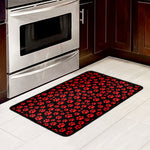 Red And Black Paw Pattern Print Kitchen Mat