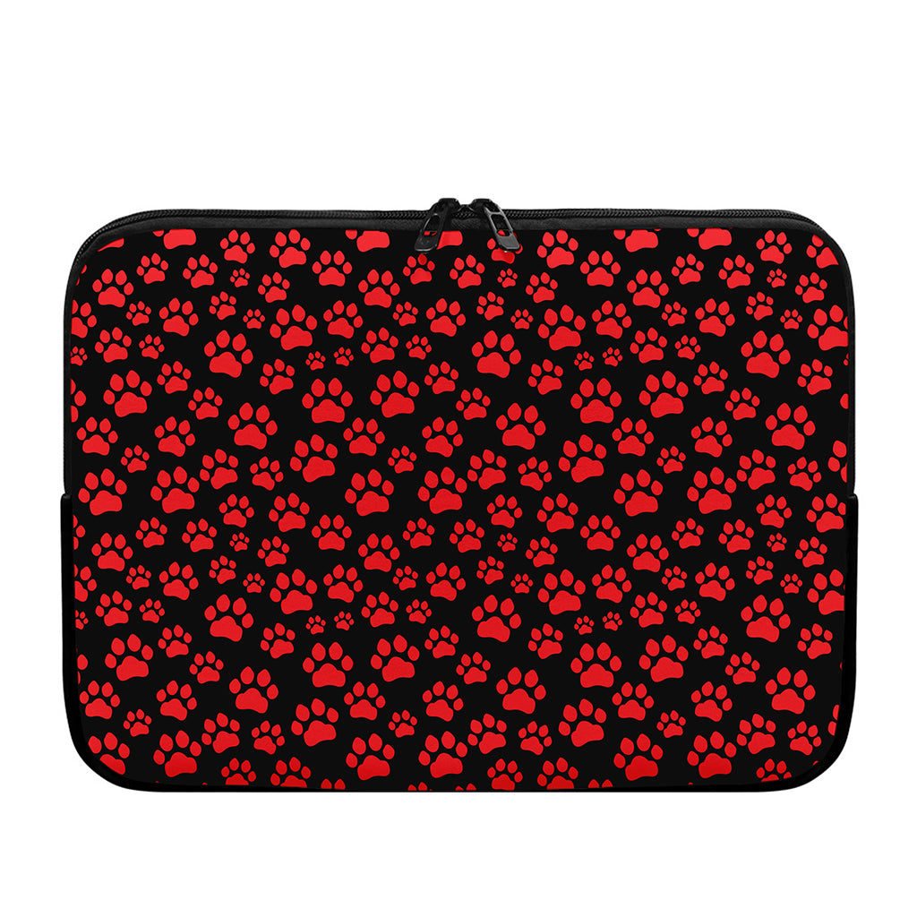 Red And Black Paw Pattern Print Laptop Sleeve