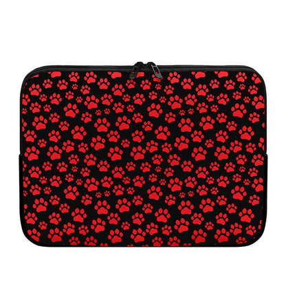 Red And Black Paw Pattern Print Laptop Sleeve