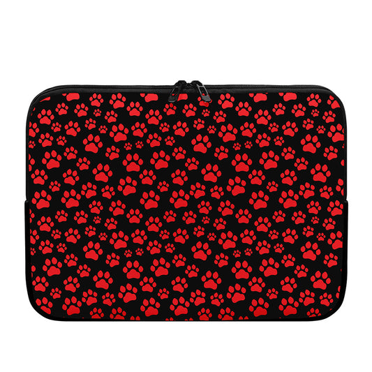 Red And Black Paw Pattern Print Laptop Sleeve
