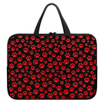 Red And Black Paw Pattern Print Laptop Sleeve With Handle