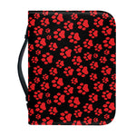 Red And Black Paw Pattern Print Leather Bible Cover