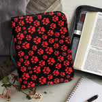 Red And Black Paw Pattern Print Leather Bible Cover