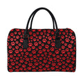 Red And Black Paw Pattern Print Leather Duffel Bag