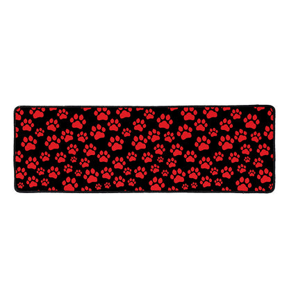 Red And Black Paw Pattern Print Long Kitchen Mat