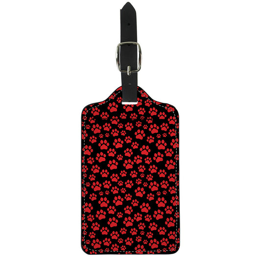 Red And Black Paw Pattern Print Luggage Tag