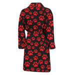 Red And Black Paw Pattern Print Men's Bathrobe