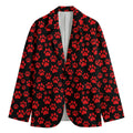 Red And Black Paw Pattern Print Men's Blazer