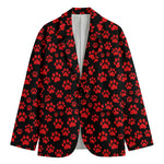Red And Black Paw Pattern Print Men's Blazer