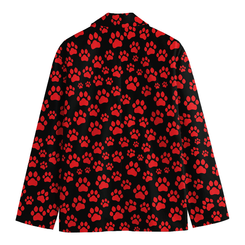 Red And Black Paw Pattern Print Men's Blazer