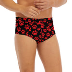 Red And Black Paw Pattern Print Men's Briefs