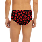 Red And Black Paw Pattern Print Men's Briefs