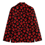 Red And Black Paw Pattern Print Men's Cotton Blazer