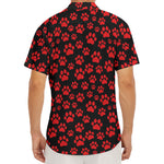 Red And Black Paw Pattern Print Men's Deep V-Neck Shirt