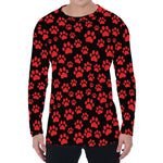 Red And Black Paw Pattern Print Men's Long Sleeve T-Shirt
