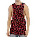 Red And Black Paw Pattern Print Men's Muscle Tank Top
