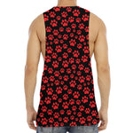 Red And Black Paw Pattern Print Men's Muscle Tank Top