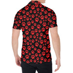 Red And Black Paw Pattern Print Men's Shirt
