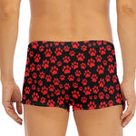 Red And Black Paw Pattern Print Men's Short Boxer Briefs