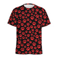 Red And Black Paw Pattern Print Men's Athletic T-Shirt
