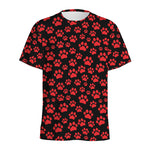 Red And Black Paw Pattern Print Men's Sports T-Shirt