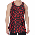 Red And Black Paw Pattern Print Men's Velvet Tank Top
