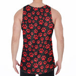Red And Black Paw Pattern Print Men's Velvet Tank Top