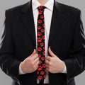 Red And Black Paw Pattern Print Necktie