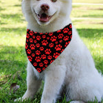 Red And Black Paw Pattern Print Over The Collar Dog Bandana