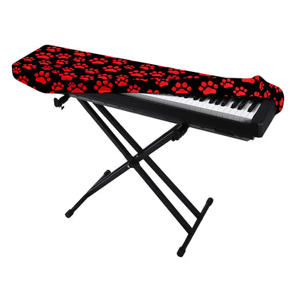 Red And Black Paw Pattern Print Piano Keyboard Cover