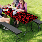 Red And Black Paw Pattern Print Picnic Table Cover