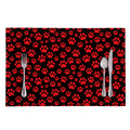 Red And Black Paw Pattern Print Placemat