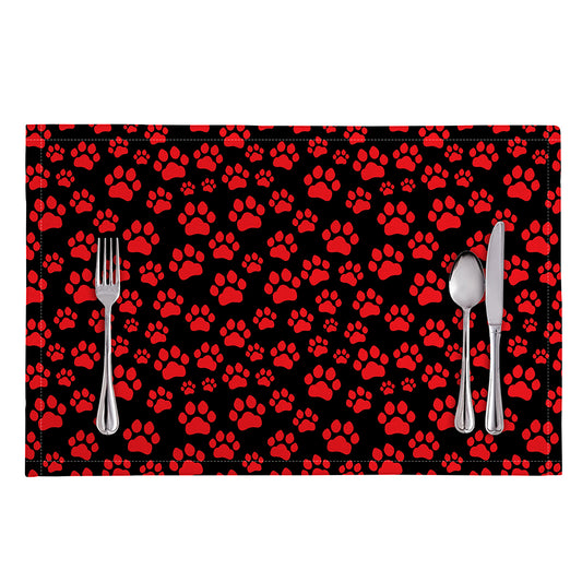 Red And Black Paw Pattern Print Placemat