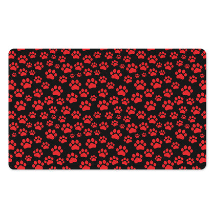 Red And Black Paw Pattern Print Polyester Doormat
