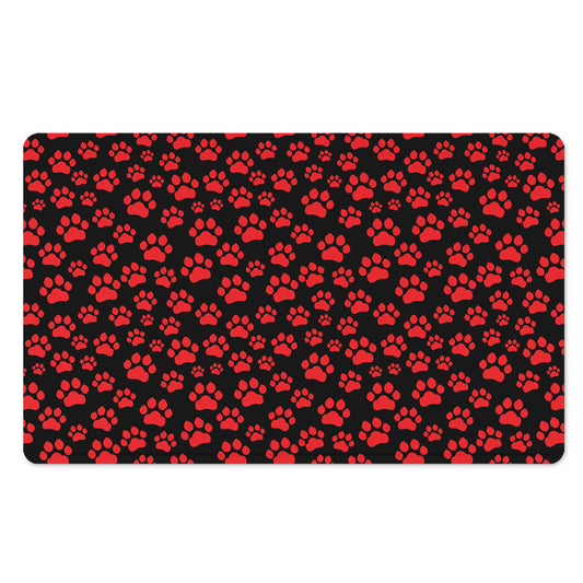 Red And Black Paw Pattern Print Polyester Doormat