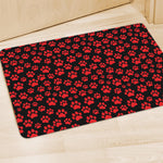 Red And Black Paw Pattern Print Polyester Doormat