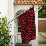 Red And Black Paw Pattern Print Polyester Flag