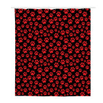Red And Black Paw Pattern Print Polyester Shower Curtain