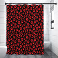 Red And Black Paw Pattern Print Premium Shower Curtain